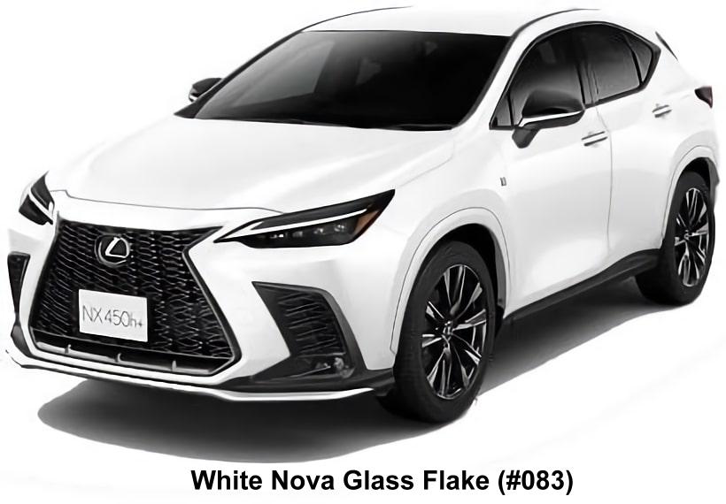New Lexus NX450h+ F-Sport body color; White Nova Glass Flake (Color No. 083)