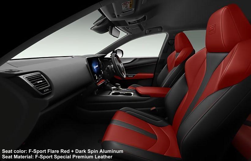 New Lexus NX450h+ F-Sport photo: Interior view image (F-Sport Special Flare Red + Dark Spin Aluminum)