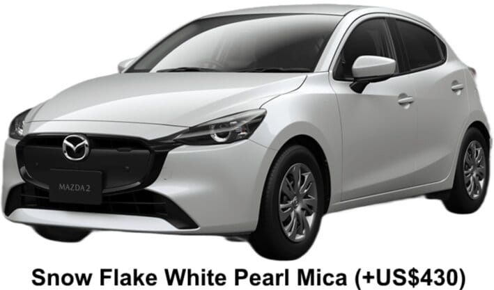 Mazda 2 body color: Snow Flake White Pearl Mica (+US$430)