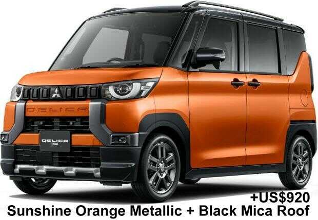 New Mitsubishi Delica Mini body color: Sunshine Orange Metallic + Black Mica Roof (+US$920)