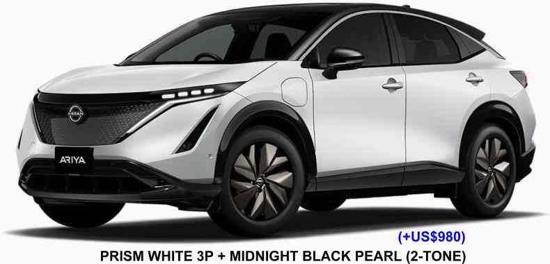 New Nissan Ariya body color: Prism White 3P + Midnight Black Pearl (2-Tone color)
