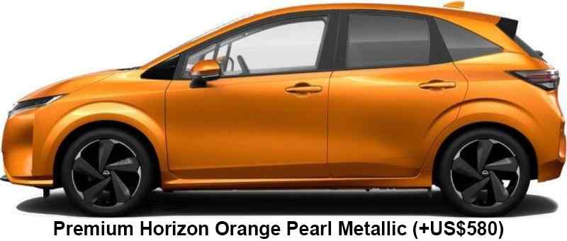 Nissan Aura Color: Premium Horizon Orange Pearl Metallic