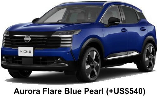 Nissan Kicks G e-Power body color: Aurora Flare Blue Pearl (+US$540)