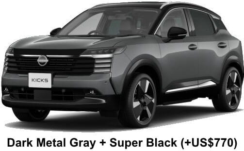 Nissan Kicks G e-Power body color: Dark Metal Gray + Super Black (+US$770)