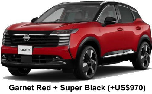 Nissan Kicks G e-Power body color: Garnet Red + Super Black (+US$970)
