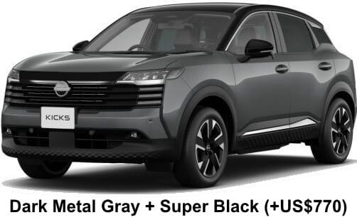 Nissan Kicks X + e-Power body color: Dark Metal Gray + Super Black (+US$770)