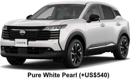 Nissan Kicks X + e-Power body color: Pure White Pearl (+US$540)