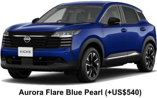 Nissan Kicks X e-Power body color: Aurora Flare Blue Pearl (+US$540)