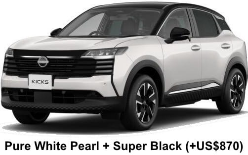 Nissan Kicks X e-Power body color: Pure White Pearl + Super Black (+US$870)