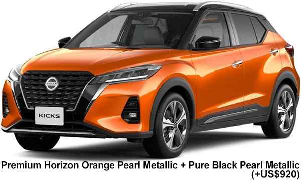 Nissan Kicks E-Power Color: Premium Horizon Orange Pearl Metallic + Pure Black Pearl Metallic