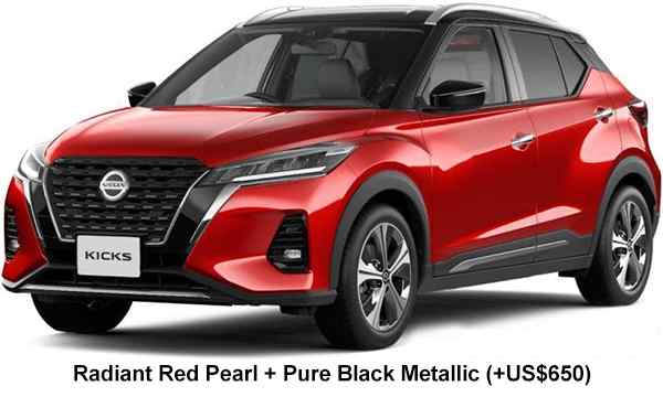 Nissan Kicks E-Power Color: Radiant Red Pearl + Pure Black Pearl Metallic