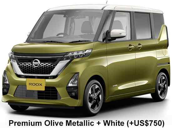 Nissan Roox Highway Star Color: Premium Olive Metallic + White