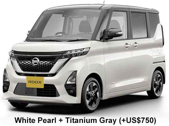 Nissan Roox Highway Star Color: White Pearl + Titanium Gray