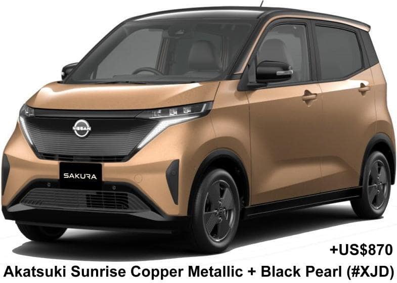 New Nissan Sakura body color: 2-TONE COLOR; AKATSUKI SUNRISE COPPER METALLIC + BLACK PEARL (COLOR No. XJD) OPTION COLOR +US$ 870