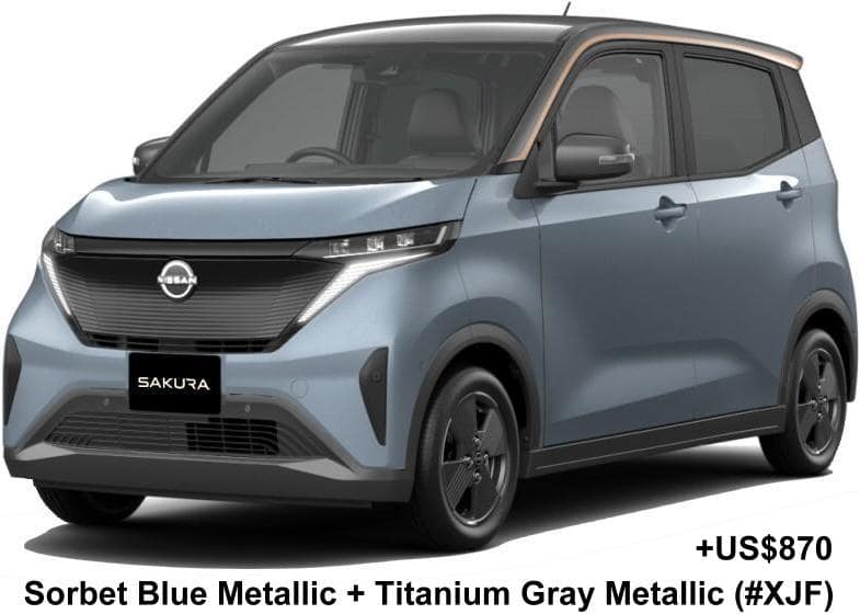 New Nissan Sakura body color: 2-TONE COLOR; SORBET BLUE METALLIC + TITANIUM GRAY METALLIC (COLOR No. XJF) OPTION COLOR +US$ 870