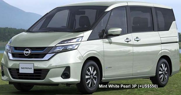 Nissan Serena e-Power body color: Mint White Pearl 3P (option color +US$550)