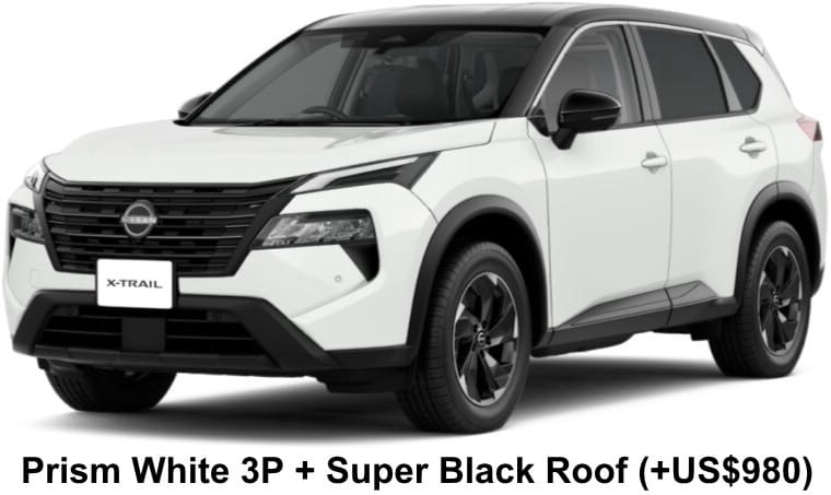 Nissan X-Trail e-Power body color: Prism White 3P + Super Black (US$980)