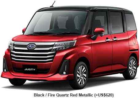 New Subaru Justy body color: Black & Fire Quartz Red Metallic (+US$620)