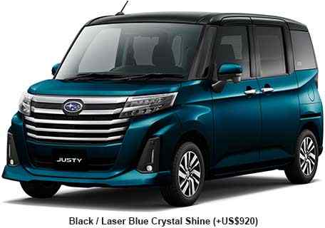 New Subaru Justy body color: Black & Laser Blue Crystal Shine (+US$920)