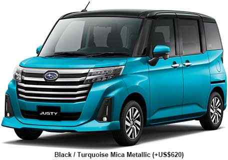 New Subaru Justy body color: Black & Turquoise Mica Metallic (+US$620)