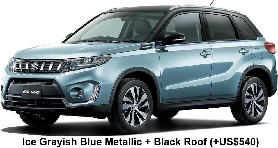 New Suzuki Escudo Hybrid Allgrip body color: ICE GRAYISH BLUE METALLIC + BLACK ROOF (+US$540)
