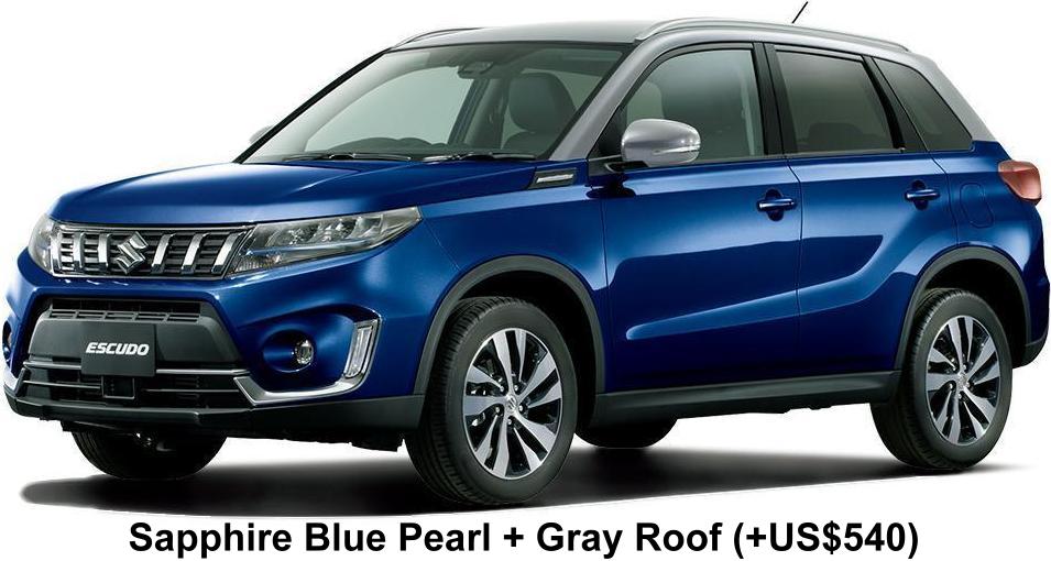 New Suzuki Escudo Hybrid Allgrip body color: SAPPHIRE BLUE PEARL + GRAY ROOF (+US$540)