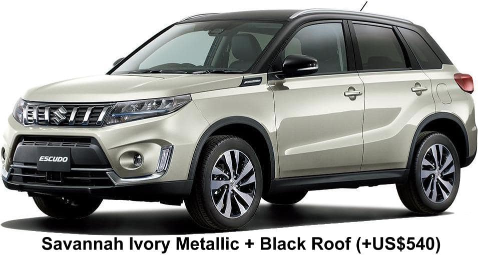 New Suzuki Escudo Hybrid Allgrip body color: SAVANNAH IVORY METALLIC + BLACK ROOF (+US$540)