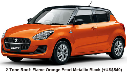 New Suzuki Swift Hybrid body color: 2-Tone Roof Flame Orange Pearl Metallic Black (+US$540)