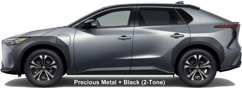 New Toyota bZ4x body color (2-Tone Color): PRECIOUS METAL BODY + BLACK ROOF