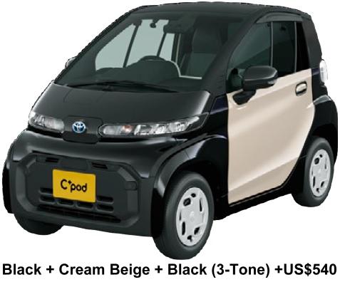 New Toyota C-Pod body color: Black Body + Cream Beige Door + Black Roof (3-Tone color) +US$540