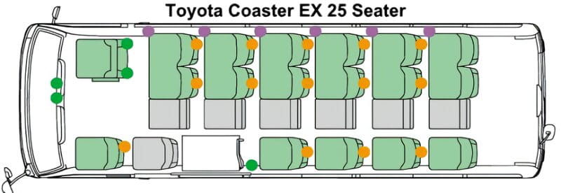 New Toyota Coaster Bus EX Model photo: Passenger Seats image (25 seats model)