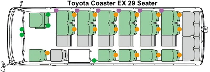New Toyota Coaster Bus EX Model photo: Passenger Seats image (29 seats model)