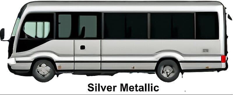 New Toyota Coaster Bus EX Model body color: Silver Metallic (Option color with additional cost)