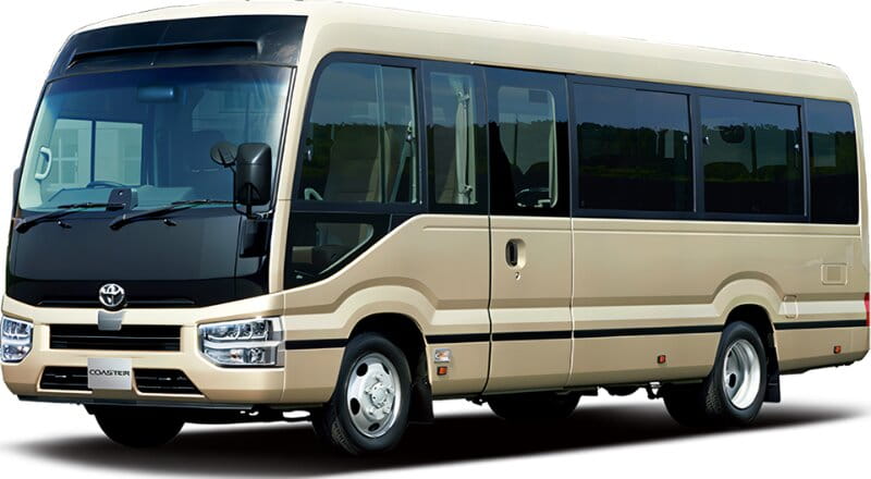 New Toyota Coaster Bus EX Model photo: Front view image (front picture)