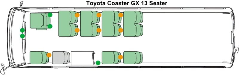 New Toyota Coaster Bus GX Model photo: Passenger Seats image (13 seats model)