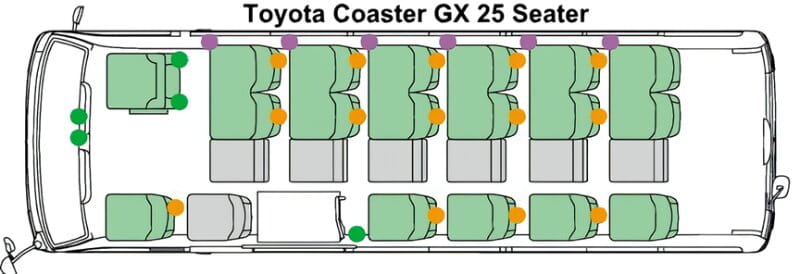 New Toyota Coaster Bus GX Model photo: Passenger Seats image (25 seats model)