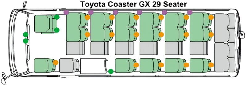New Toyota Coaster Bus GX Model photo: Passenger Seats image (29 seats model)
