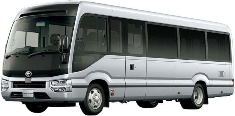 New Toyota Coaster Bus GX Model photo: Front view image (front picture)