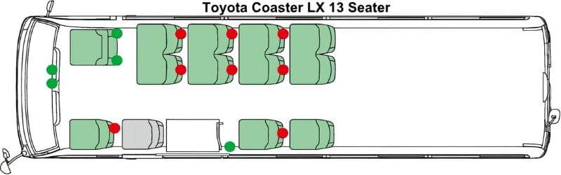 New Toyota Coaster Bus LX Model photo: Passenger Seats image (13 seats model)