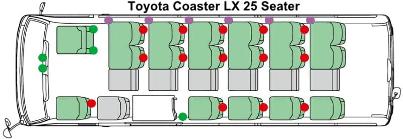 New Toyota Coaster Bus LX Model photo: Passenger Seats image (25 seats model)