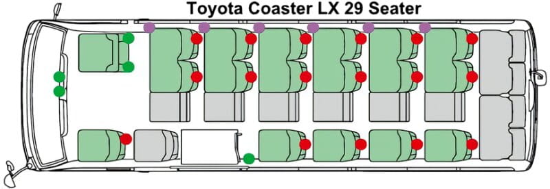 New Toyota Coaster Bus LX Model photo: Passenger Seats image (29 seats model)