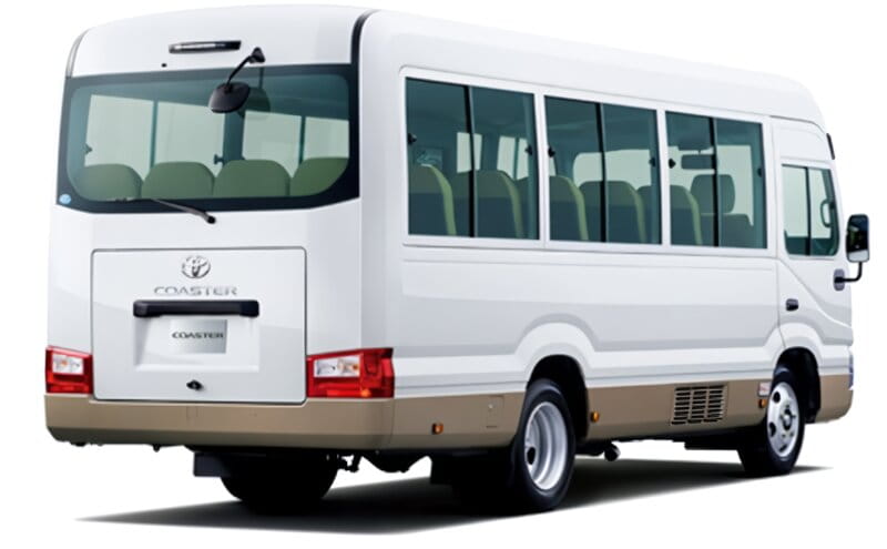 New Toyota Coaster Bus LX Model photo: Back view image (Rear picture)