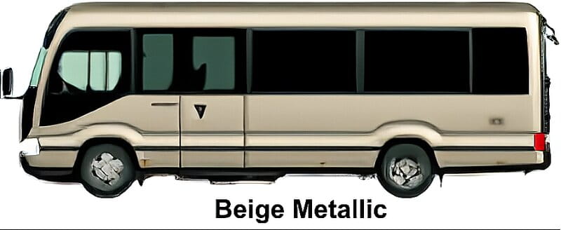 New Toyota Coaster Bus Premium Cabin Model body color: Beige Metallic