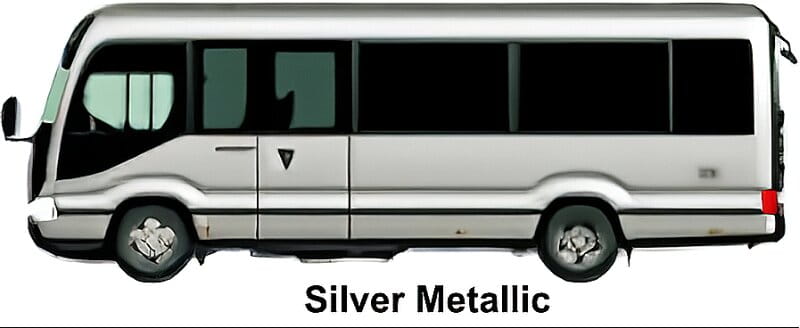 New Toyota Coaster Bus Premium Cabin Model body color: Silver Metallic (Option color with additional cost)