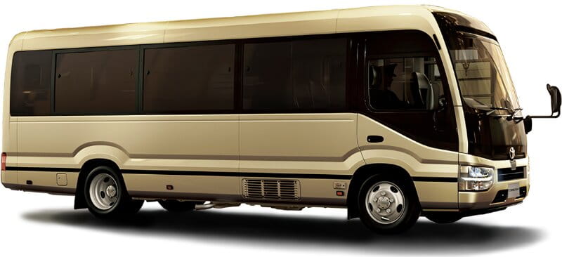 New Toyota Coaster Bus Premium Cabin Model photo: Front view image (front picture)