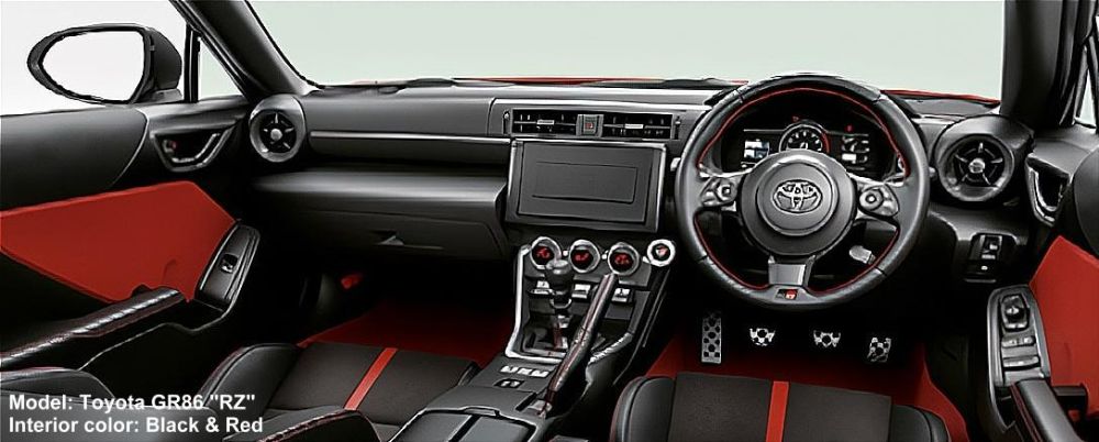 New Toyota GR86 RZ Model photo: Cockpit view image (Black & Red)