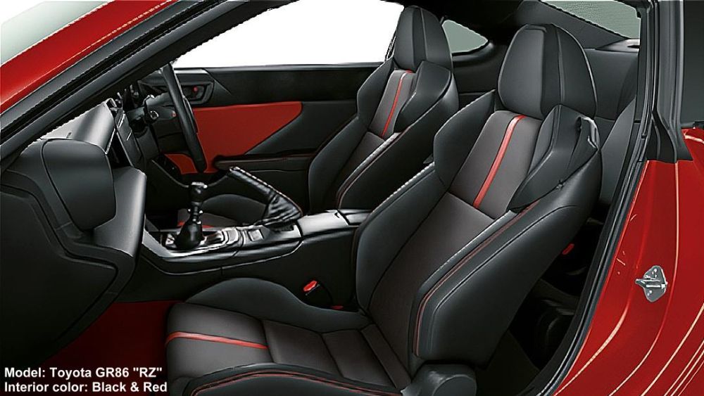 New Toyota GR86 RZ Model photo: Interior view image (Black & Red)