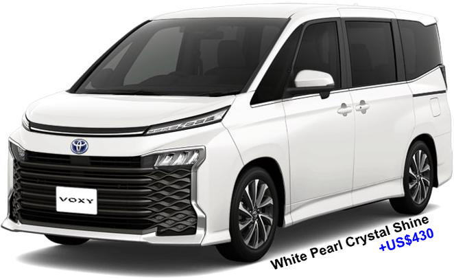 New Toyota Voxy Hybrid SZ body color: White Pearl Crystal Shine (option color +US$430)