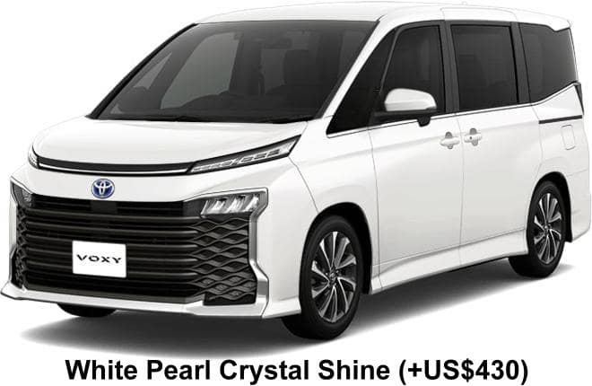 New Toyota Voxy Hybrid SZ body color: White Pearl Crystal Shine (+US$430)