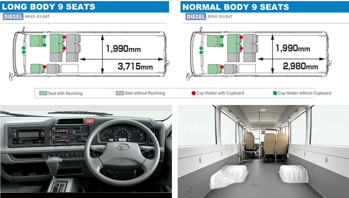 New Toyota Coaster Bus (9 Seater Van) photo: Interior view